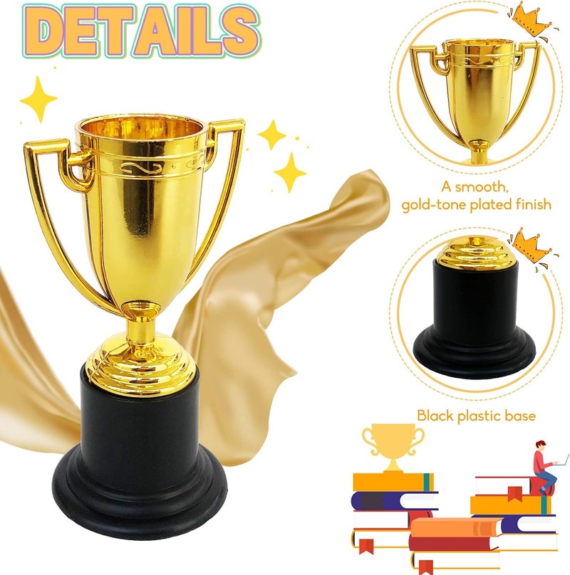 Jizvxe 24 Pack Mini Trophies for Kids Awards,Plastic Gold Award Trophy Cups,Golden Award Trophy Cups Set,Gold Participation Trophys Cup for Party Favors,Rewards,Props,Sports,Competitions(4 in) - Image 3